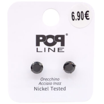 Mini-orecchini con zircone nero da 5mm, montato su acciaio inox