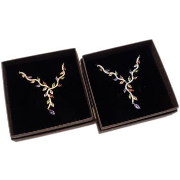 Ciondolo rametto con pietre multicolore (oro/argento)