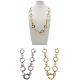 Collana lunga in acciaio con cerchi