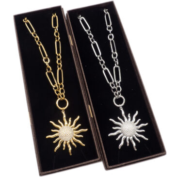 Collana a catena con ciondolo sole strass