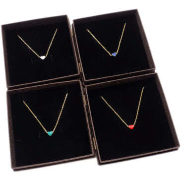 Collana con ciondolo cuore smaltato assortito
