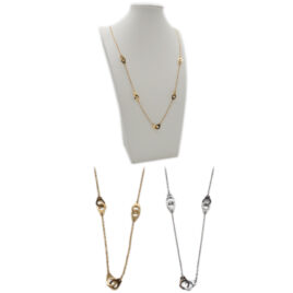 Collana lunga in acciaio stile manette