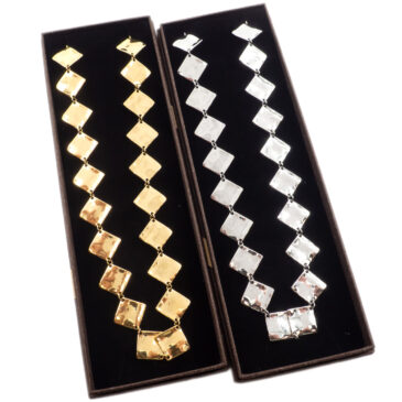 Collana a maglie quadrate martellate oro/argento