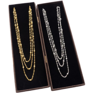 Collana multilivello con sfere assortita oro/argento
