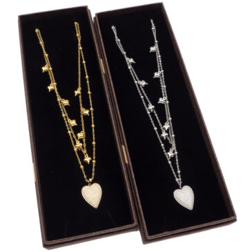 Collana media con ciondoli e pendente sogg. Cuore