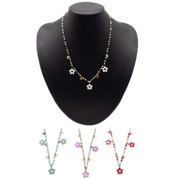 Collana girocollo in acciaio fantasia sogg. Fiore