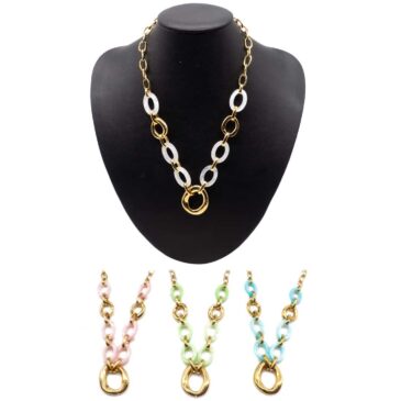 Collana girocollo in acciaio fantasia a cerchi