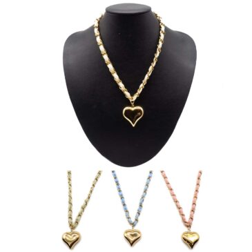 Collana girocollo in acciaio fantasia sogg. Cuore
