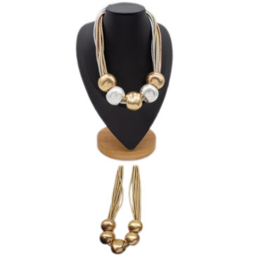 Collana multifilo con maxi sfere oro e argento