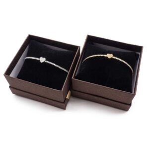 Bracciale rigido sogg. cuore tempestato di strass