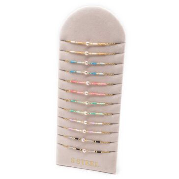 Bracciale morbido in acciaio misto con perla KIT da 12 pz