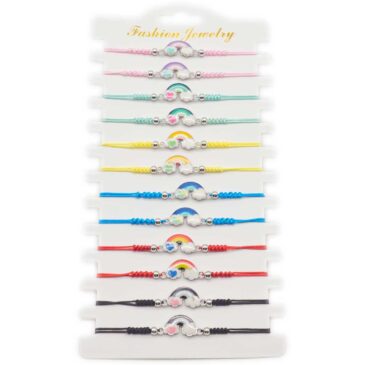 Bracciali in corda con sogg. Arcobaleno