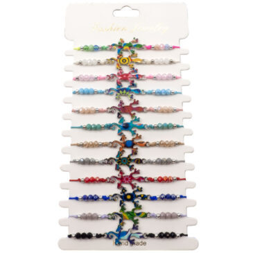 Bracciali in corda con pietre sogg. Lucertola