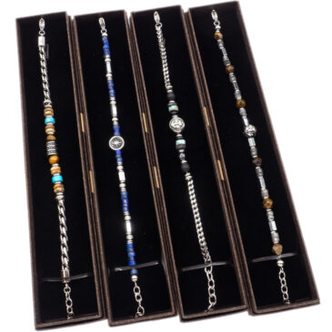 Bracciale uomo con catena e inserti di perline assortiti