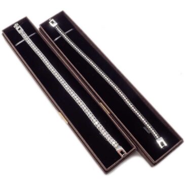 Bracciale morbido in acciaio stile catena moto con strass
