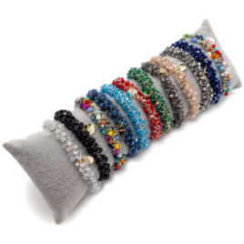 Bracciali elastici con perline in resina colori assortiti