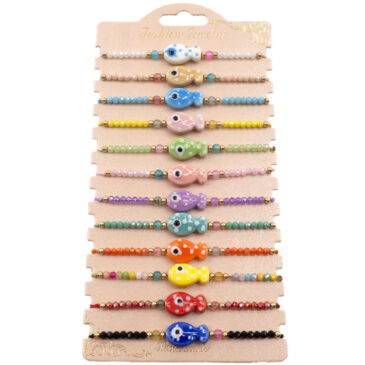 Bracciali in corda con pietre sogg. Pesce