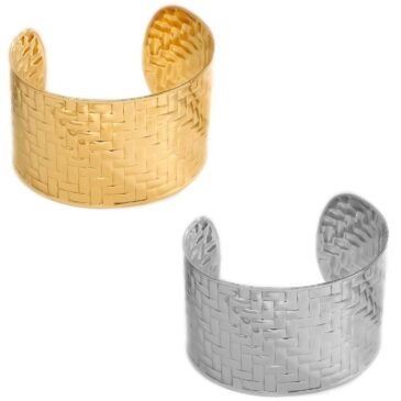 Bracciale rigido in acciaio con effeto Parquet