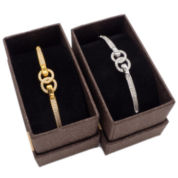 Bracciale rigido in acciaio fantasia cerchi strass