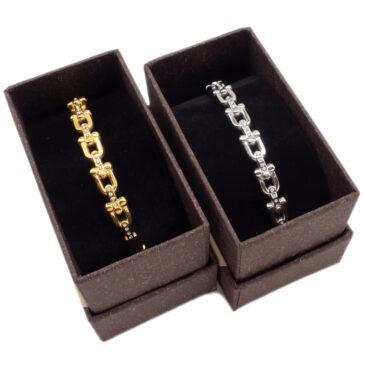 Bracciale rigido in acciaio con catena