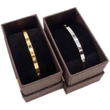 Bracciale rigido in acciaio sottile con zirconi