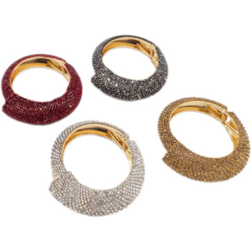 Bracciale rigido in metallo con strass