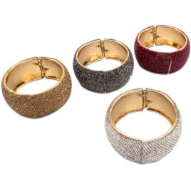 Bracciale rigido in metallo con strass