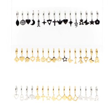 Set orecchini art. 10237229594 3 Set orecchini art. 10237229594 mono orecchini in acciaio vista frontale