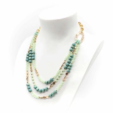 Collana bigiotteria mezzo giro 3 fili perle colorate dorata