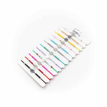 Set braccialetti acciaio a scorrimento quadrifoglio acciaio