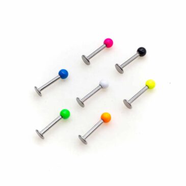 Labret Acciaio chirurgico 316L verniciato solo palline fluo