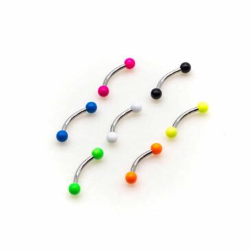 Banana eye Acciaio chirurgico 316L verniciato solo palline fluo 9 Banana eye Acciaio chirurgico 316L verniciato solo palline fluo Banana eye Acciaio chirurgico 316L verniciato solo palline fluo