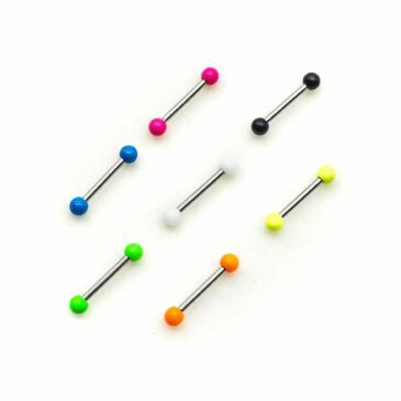 Barbell Acciaio chirurgico 316L verniciato solo palline fluo 10 Barbell Acciaio chirurgico 316L verniciato solo palline fluo Barbell Acciaio chirurgico 316L verniciato solo palline fluo