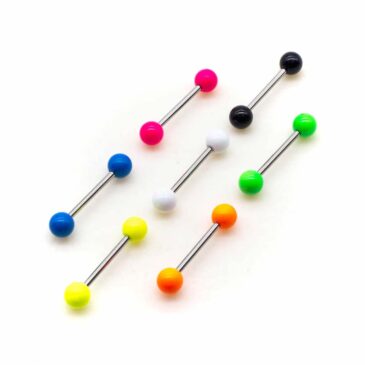 Barbell lingua Acciaio chirurgico 316L verniciato solo palline fluo 14 Barbell lingua Acciaio chirurgico 316L verniciato solo palline fluo Barbell lingua Acciaio chirurgico 316L verniciato solo palline fluo
