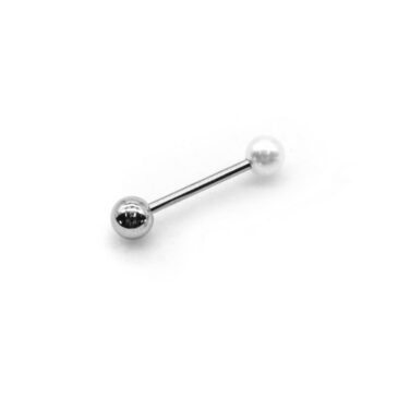 Barbell lingua Acciaio chirurgico 316L & plastica effetto perla 8 Barbell lingua Acciaio chirurgico 316L & plastica effetto perla Barbell lingua Acciaio chirurgico 316L & plastica effetto perla