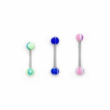 Piercing barbell acciaio chirurgico 316L & palline in plastica