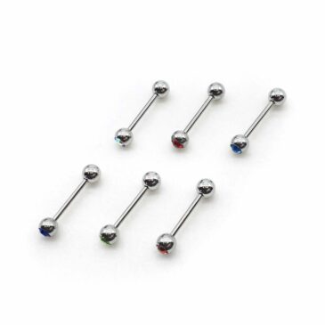 Barbell lingua Acciaio chirurgico 316L & vetro 12 Barbell lingua Acciaio chirurgico 316L & vetro Barbell lingua Acciaio chirurgico 316L & vetro