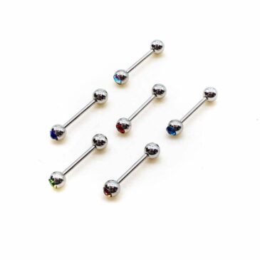 Barbell lingua Acciaio chirurgico 316L & vetro 13 Barbell lingua Acciaio chirurgico 316L & vetro Barbell lingua Acciaio chirurgico 316L & vetro