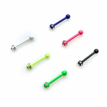 Barbell Acciaio chirurgico 316L verniciato fluo, ferido & cristallo