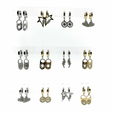 Orecchino pendente acciaio donna oro/acciaio zirconi 10 Orecchino pendente acciaio donna oro/acciaio zirconi Orecchino pendente acciaio donna oro/acciaio zirconi