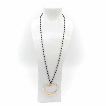 Collana lunga rosario con cuore dorato stilizzato colori assortiti 4 Collana lunga rosario con cuore dorato stilizzato colori assortiti Collana lunga rosario con cuore dorato stilizzato colori assortiti
