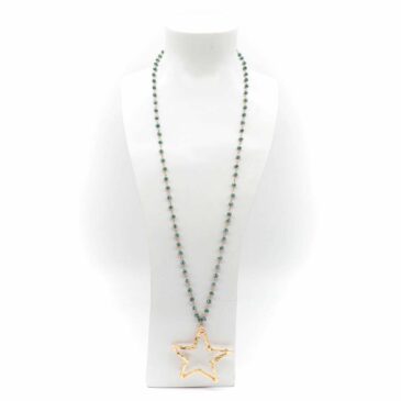 Collana lunga rosario con stella dorato stilizzato colori assortiti 5 Collana lunga rosario con stella dorato stilizzato colori assortiti Collana lunga rosario con stella dorato stilizzato colori assortiti