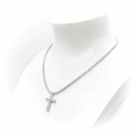 Collana strass girocollo con croce pendente