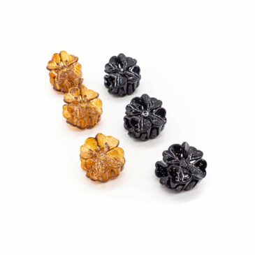 Set mini pinze per capelli modello a fiore tartaruga e nero